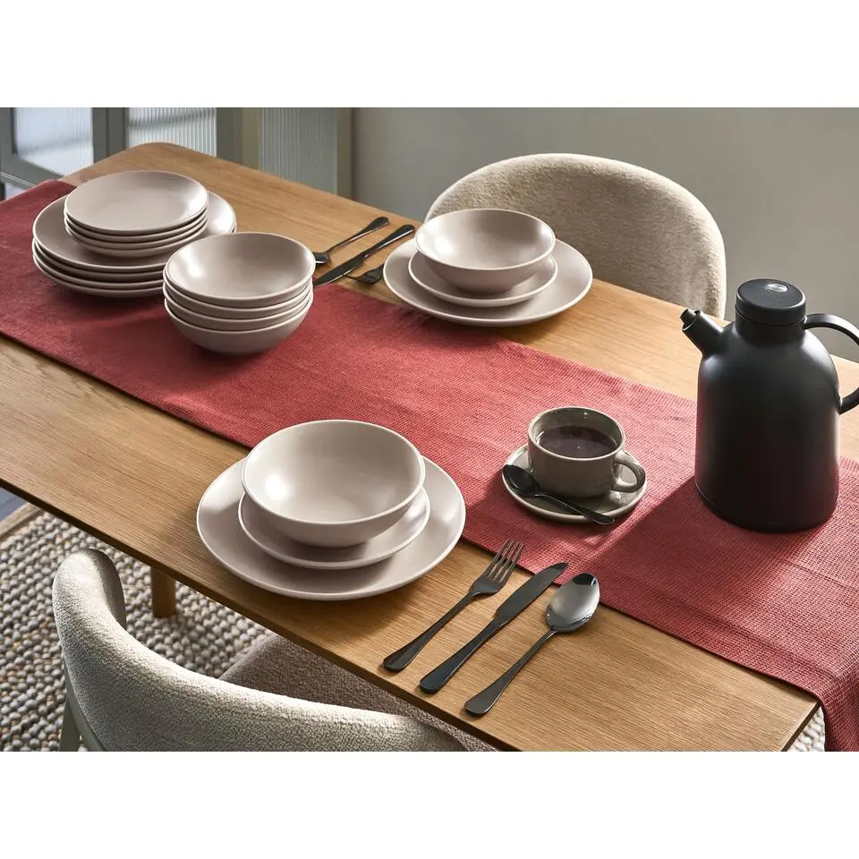 VIVANI - Servies set van 18 - Lichtbeige - Steengoed