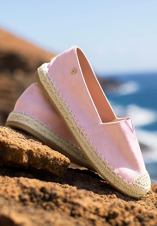 Damskie espadryle z plecionym noskiem różowe