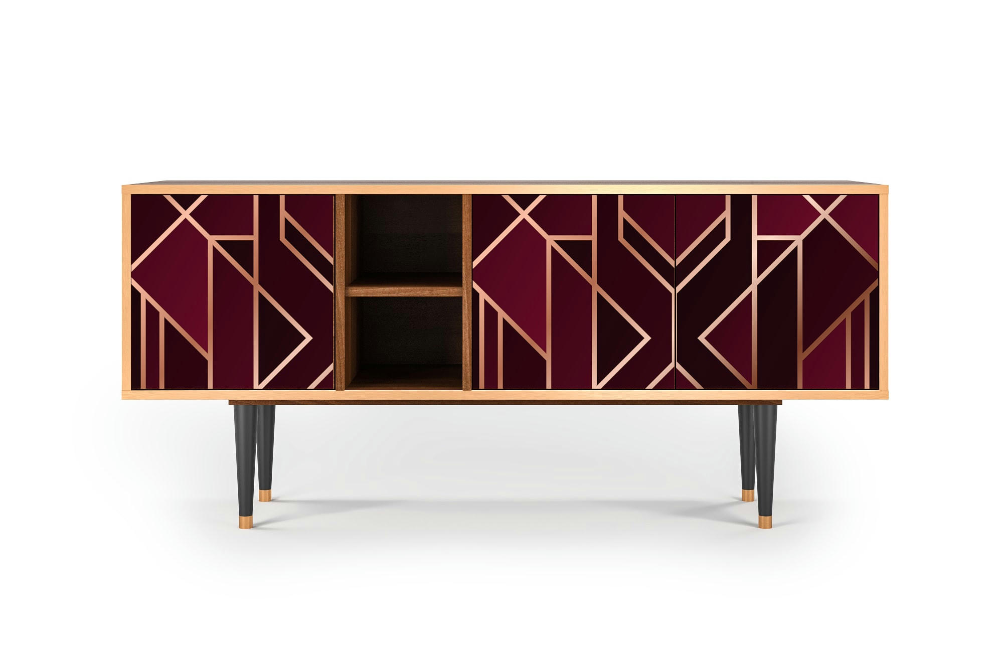 BURGUNDY JEWELERY - Meuble TV  bordeaux 3 tiroirs L 150 cm