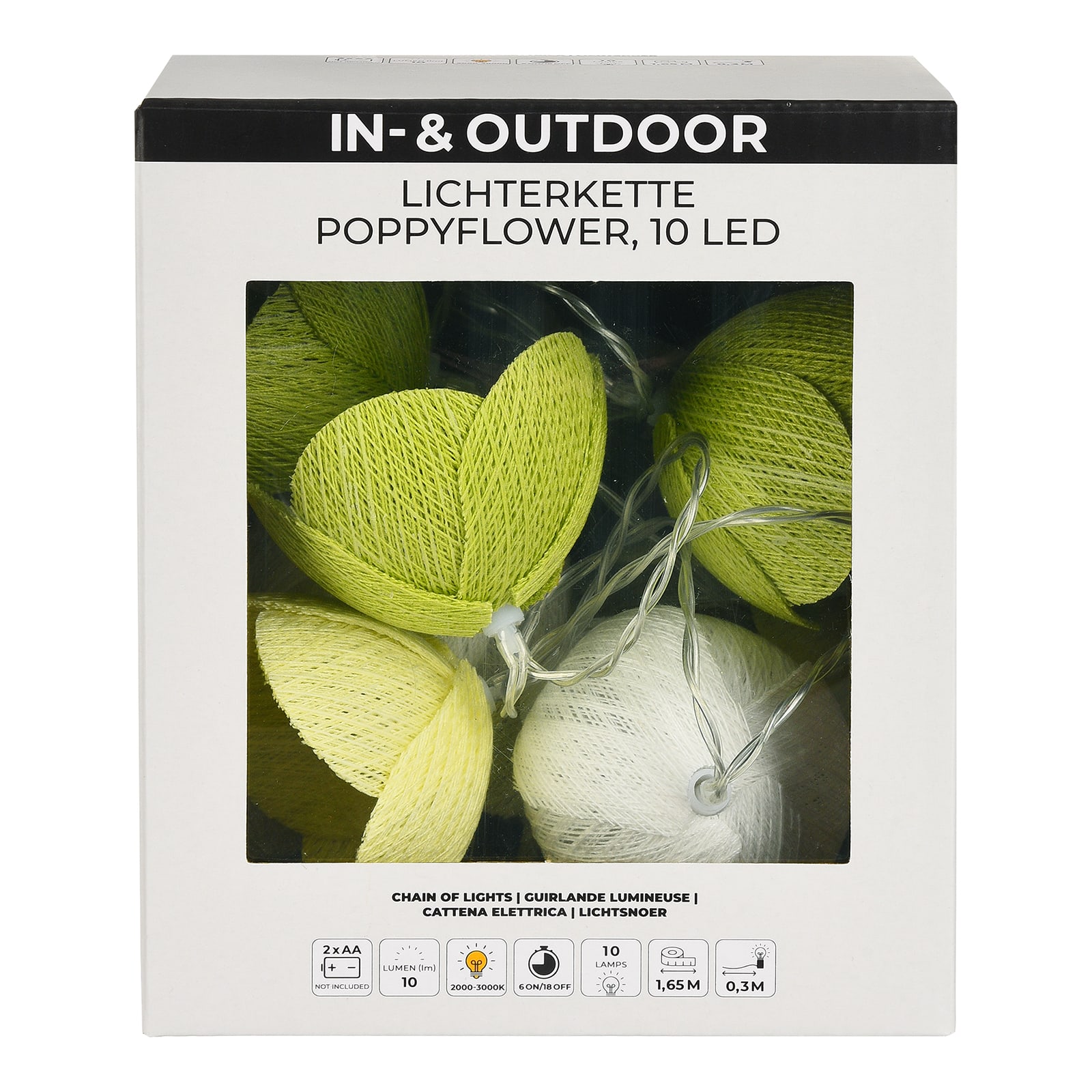 Outdoor-Lichterkette Mohnblume Weiß,L 1.850 mm