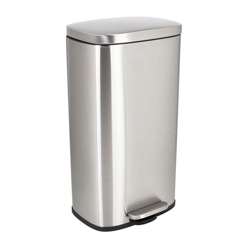 Pedaalemmer rechthoek - zilver - 30 liter