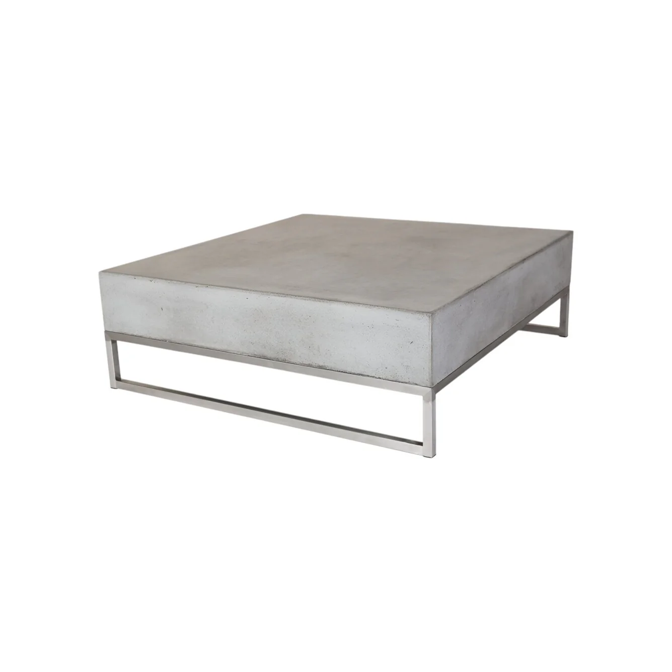 Modern Square Dark Gray Concrete and Steel Coffee Table