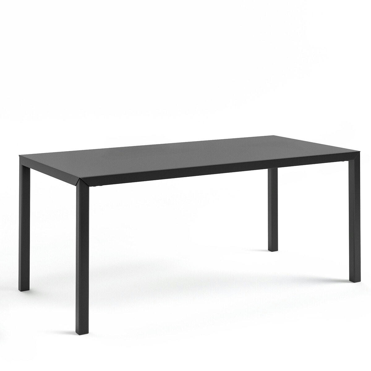 Table à manger métal acier noir 6 couverts, Hiba