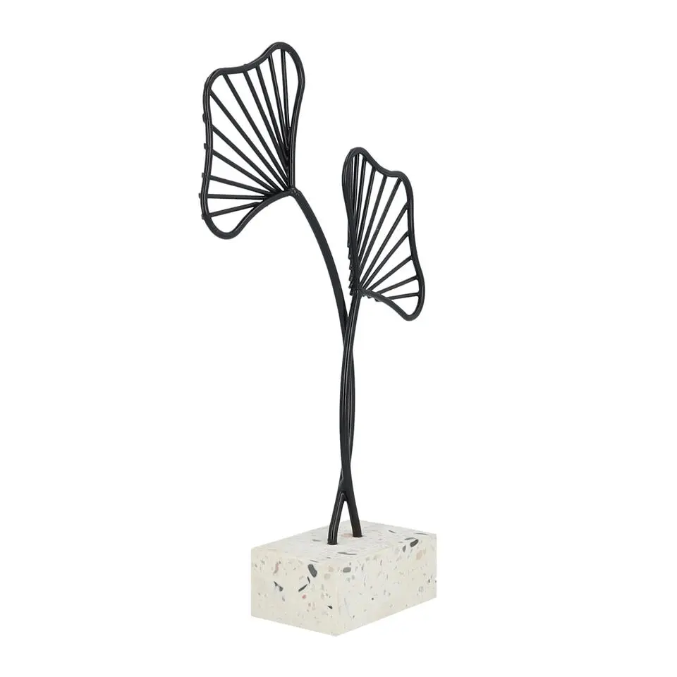 QUVIO Ginkgo blad op standaard - Woondecoratie - Zwart