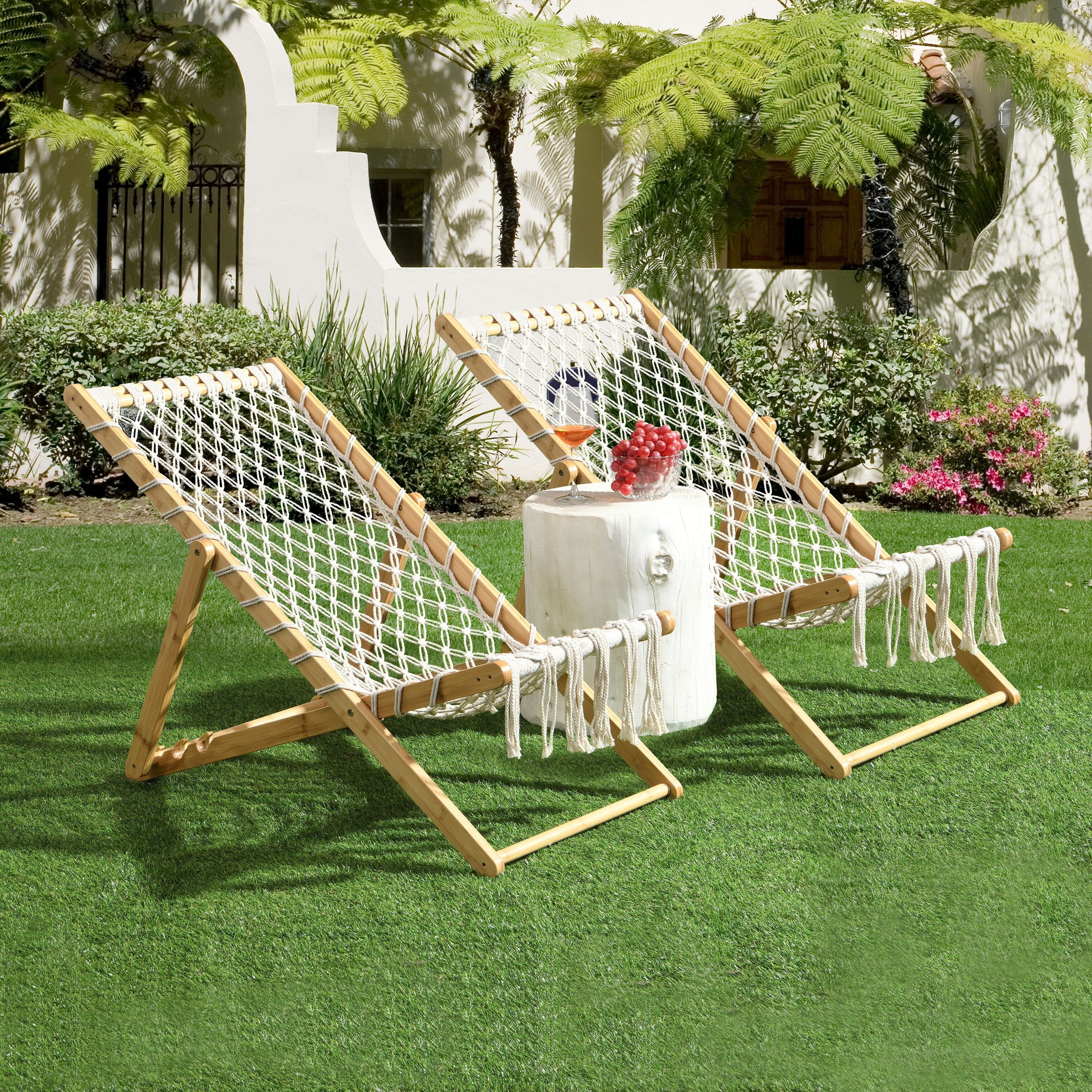 Pair of Handwoven Rope Chairs – Indoor/Outdoor Weaving Seating Set for Patio, Living Space, Garden & Balcony‌