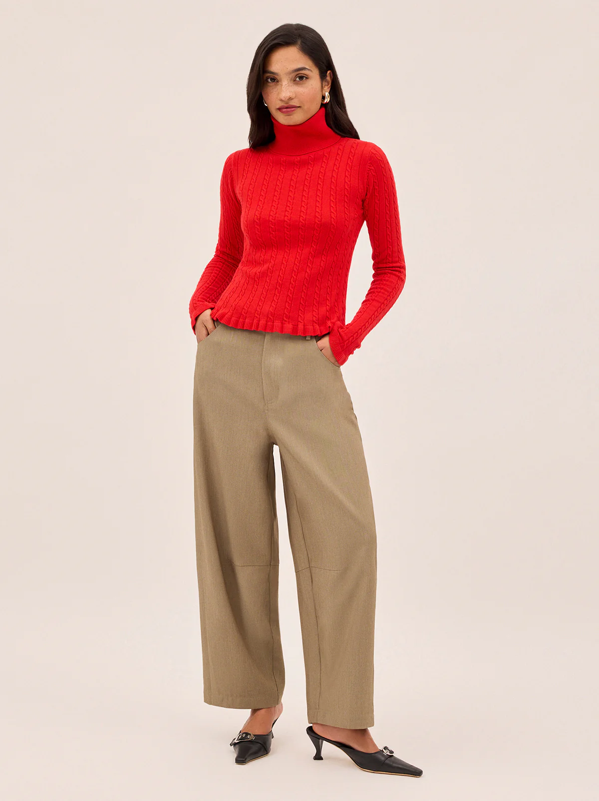 Nella Red Wool-Blend Roll Neck Jumper
