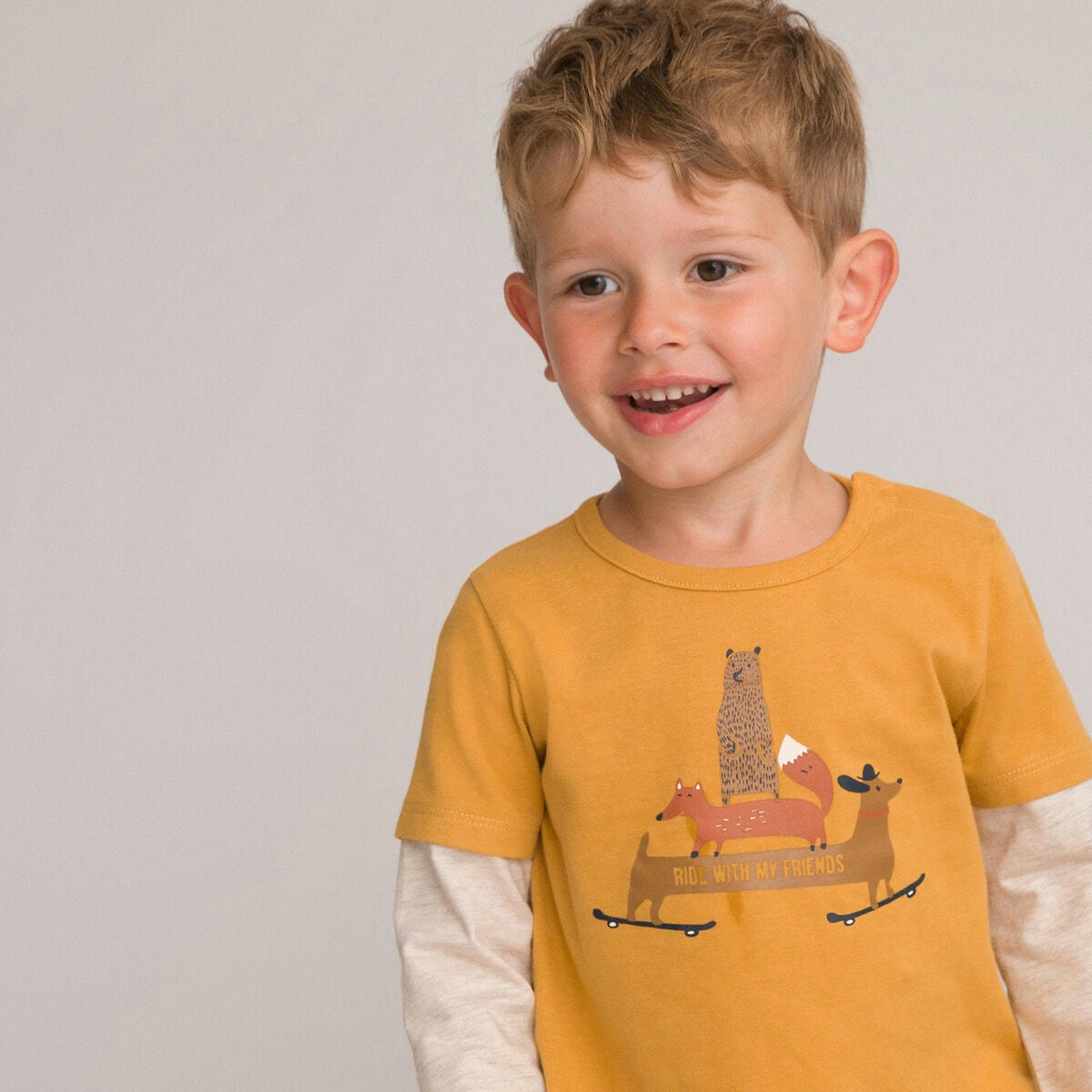 T-shirt manches longues effet 2 en 1 imprimé
