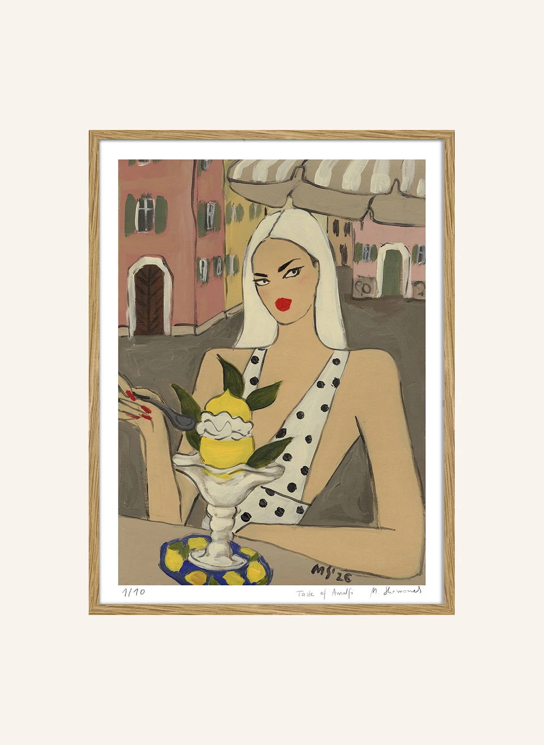 MARTAS ILLUSTRATION Limitiertes Kunstwerk TASTE OF AMALFI mit Rahmen