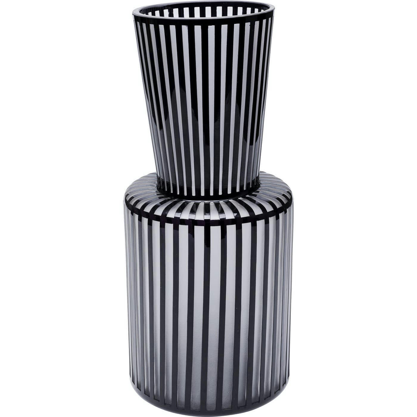ROULETTE - Vase en verre gris clair mat et noir brillant H41