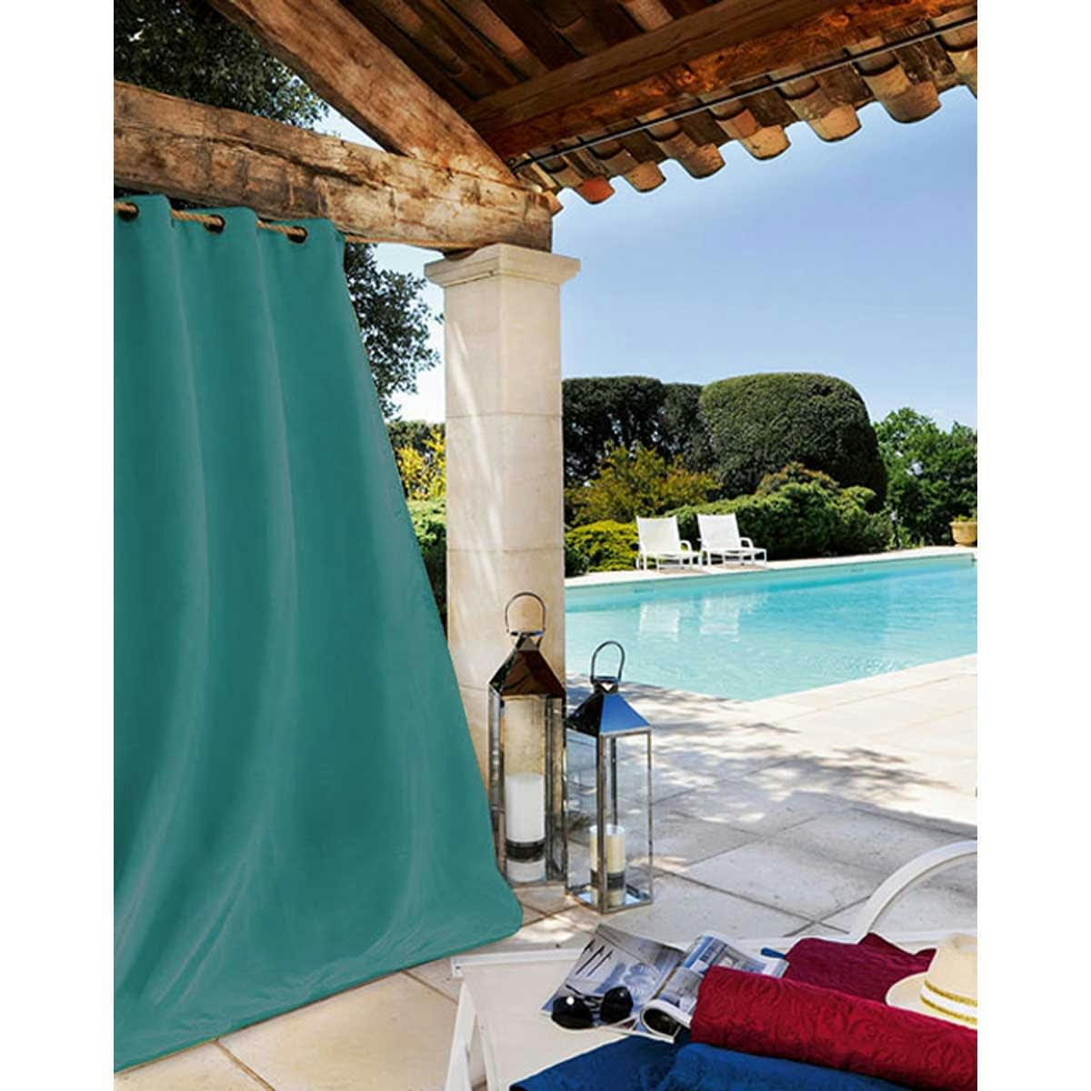 - Rideau extérieur tissu outdoor polyester bleu ciel 135x240 cm