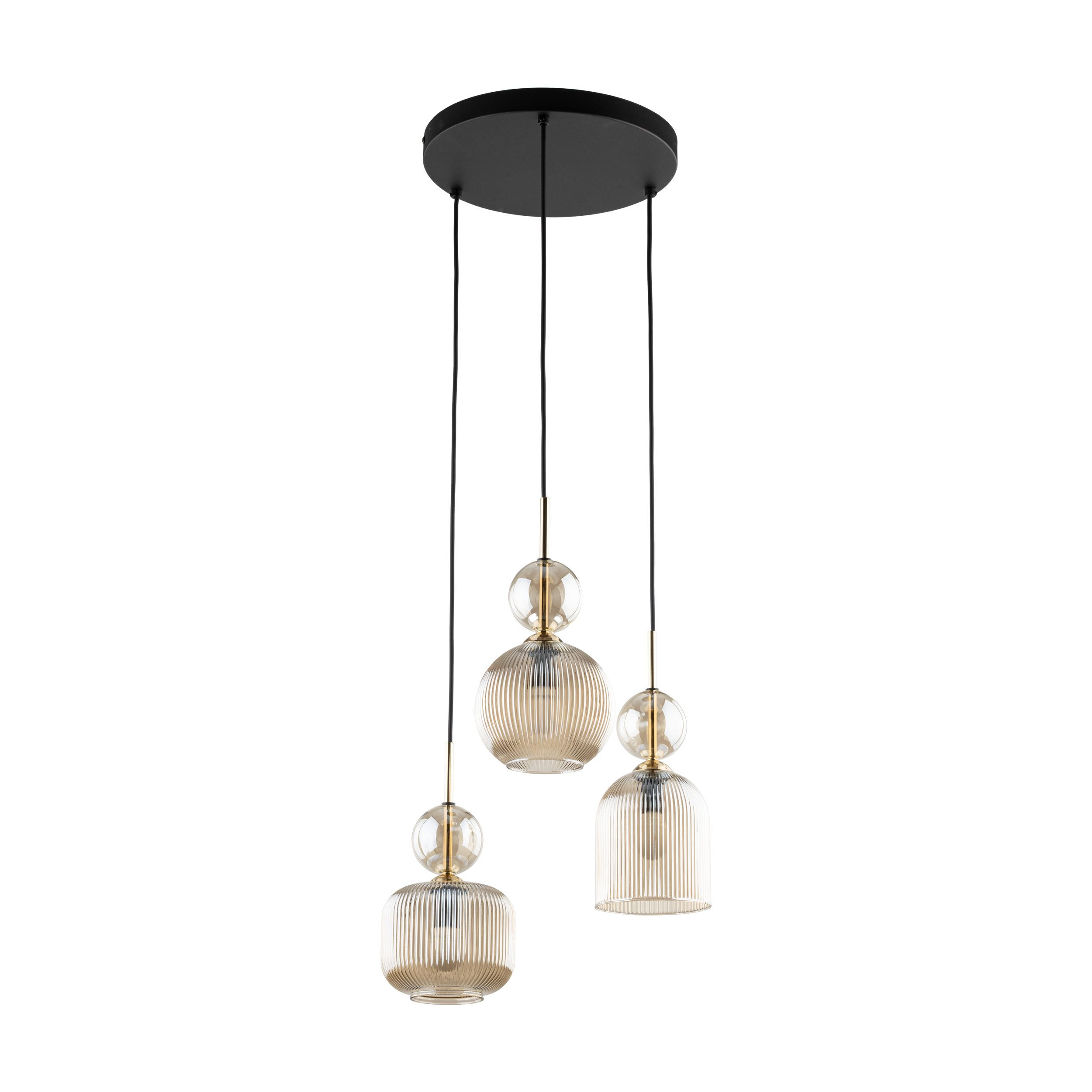 TK Lighting Sophia Cognac Lampa Wisząca na kole ryflowane brąz szkło 3Xe14