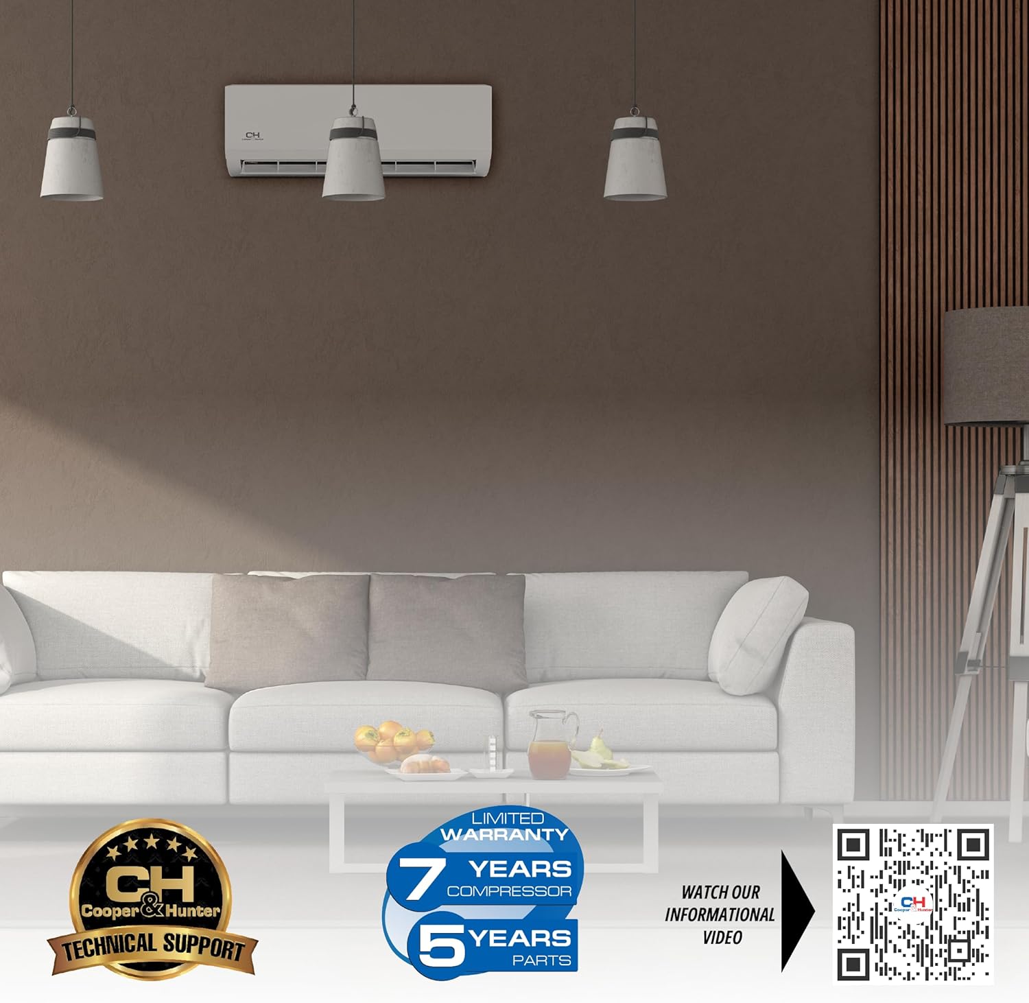 Cooper & Hunter 36,000 BTU 230V Single Zone Wall Mount Ductless Mini Split Air Conditioner & Heat Pump – 19.5 SEER2 – 25FT Installation Kit – Pre-Charged Inverter System