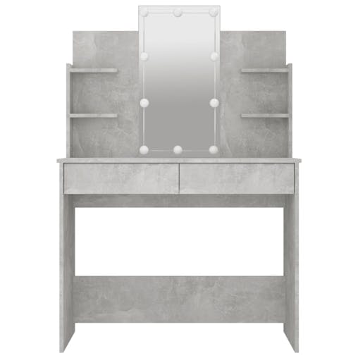 NNEVL Dressing Table with LED Concrete Grey 96x40x142 cm