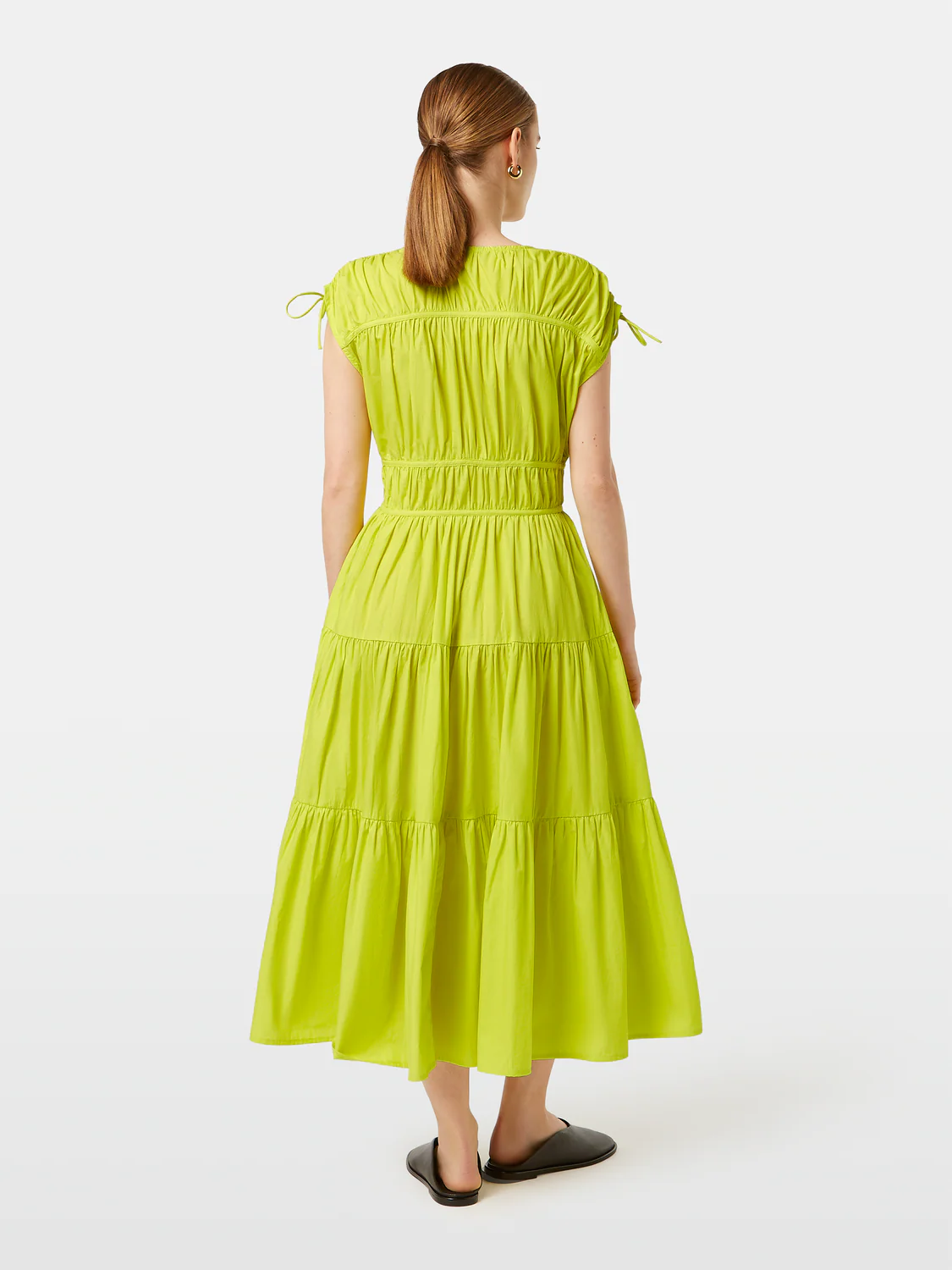 Tiered Poplin Midi Dress