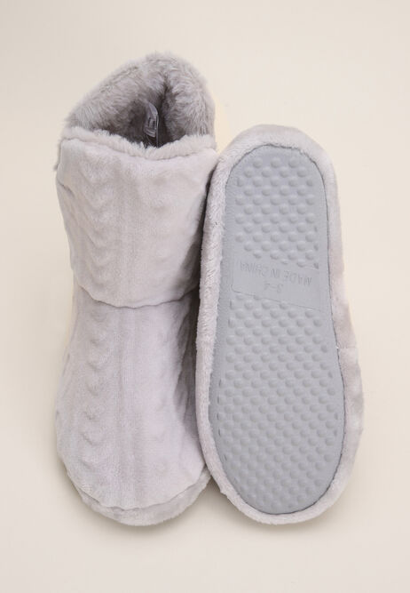 Womens Grey Fairisle Slipper Boots