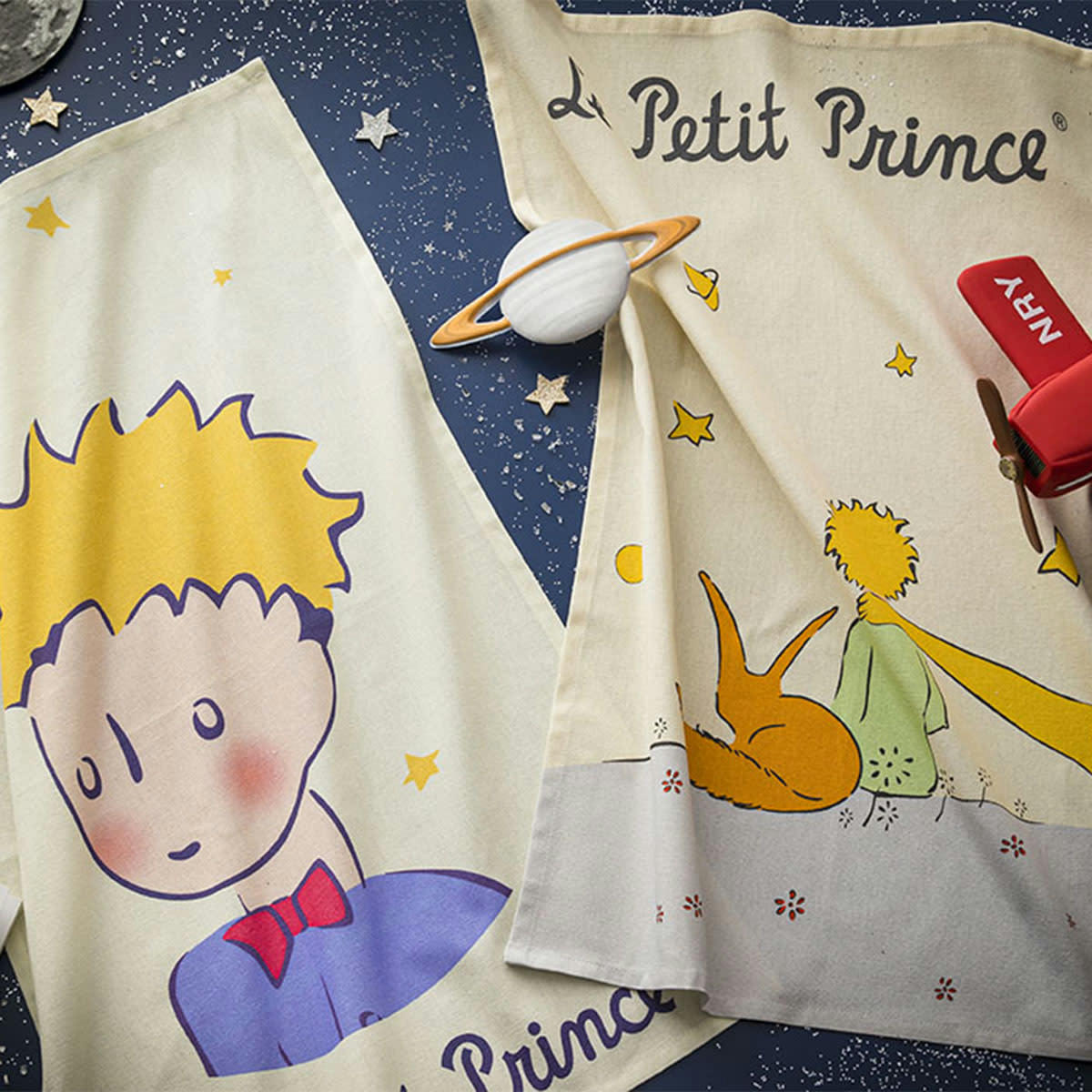 LE PETIT PRINCE - Torchon en coton beige 50x75