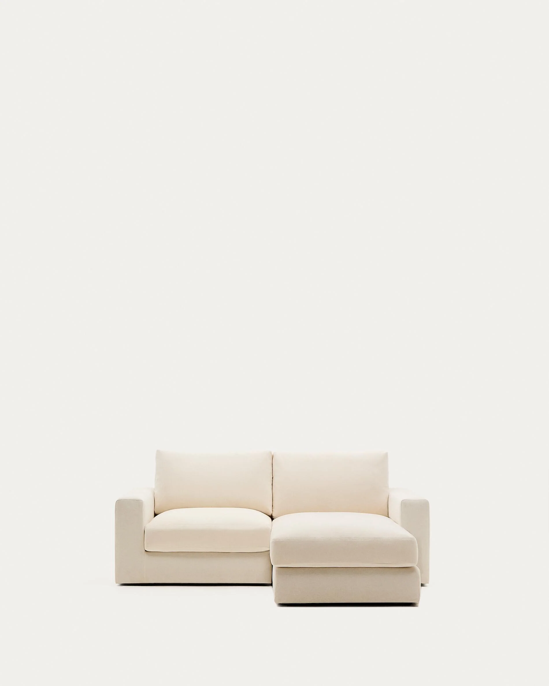Alea ecru chenille 3-seater modular sofa with right chaise longue and removable cover 220cm