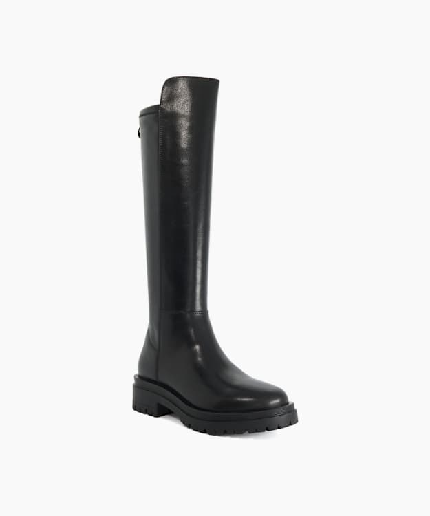 Tempers Black - Leather Knee-High Boots