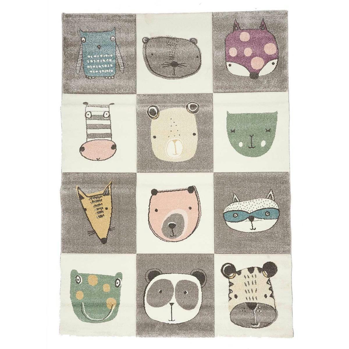 ZOO TOO - Tapis enfant gris 120x170