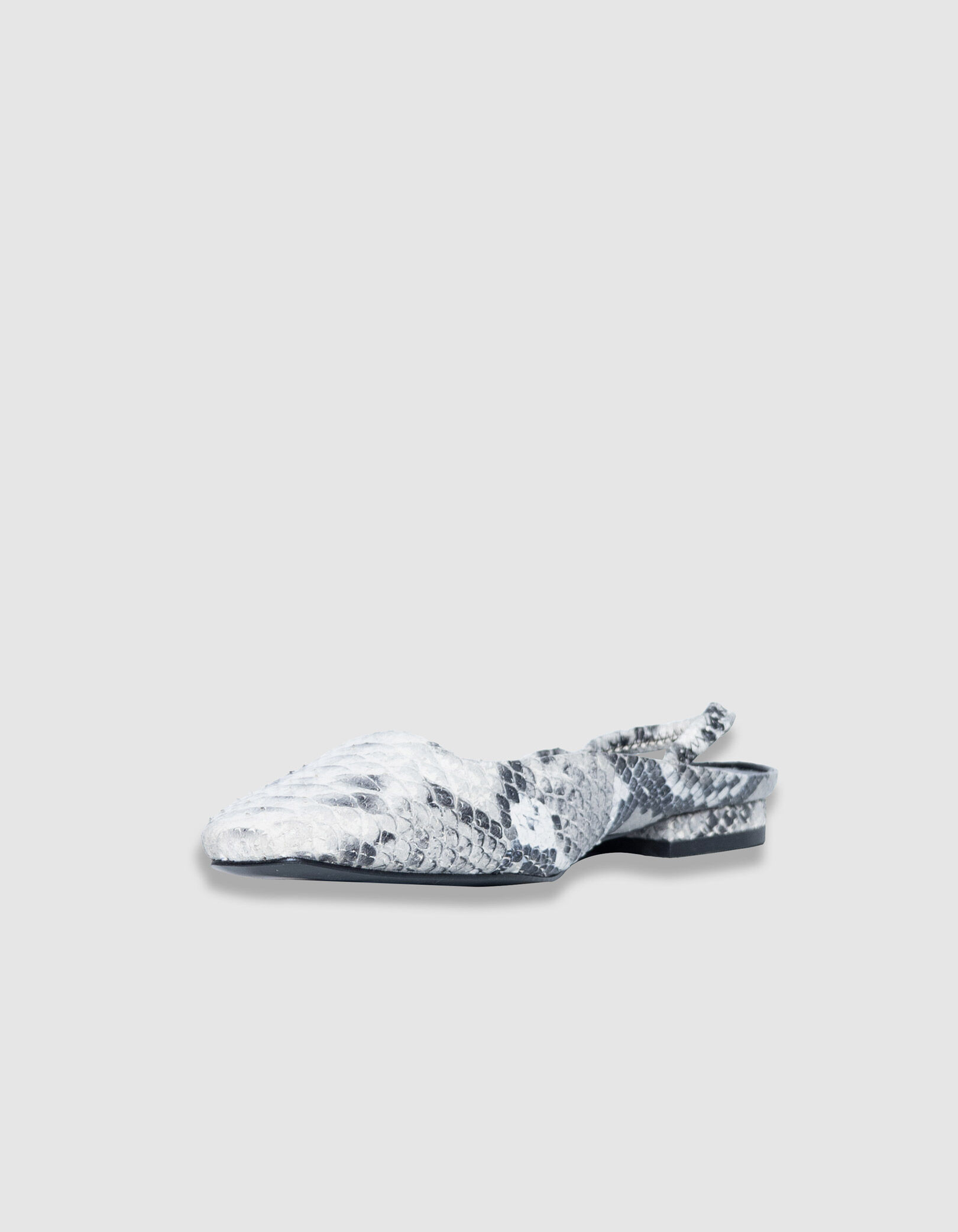 Ballerines slingbacks écrues cuir effet python Femme
