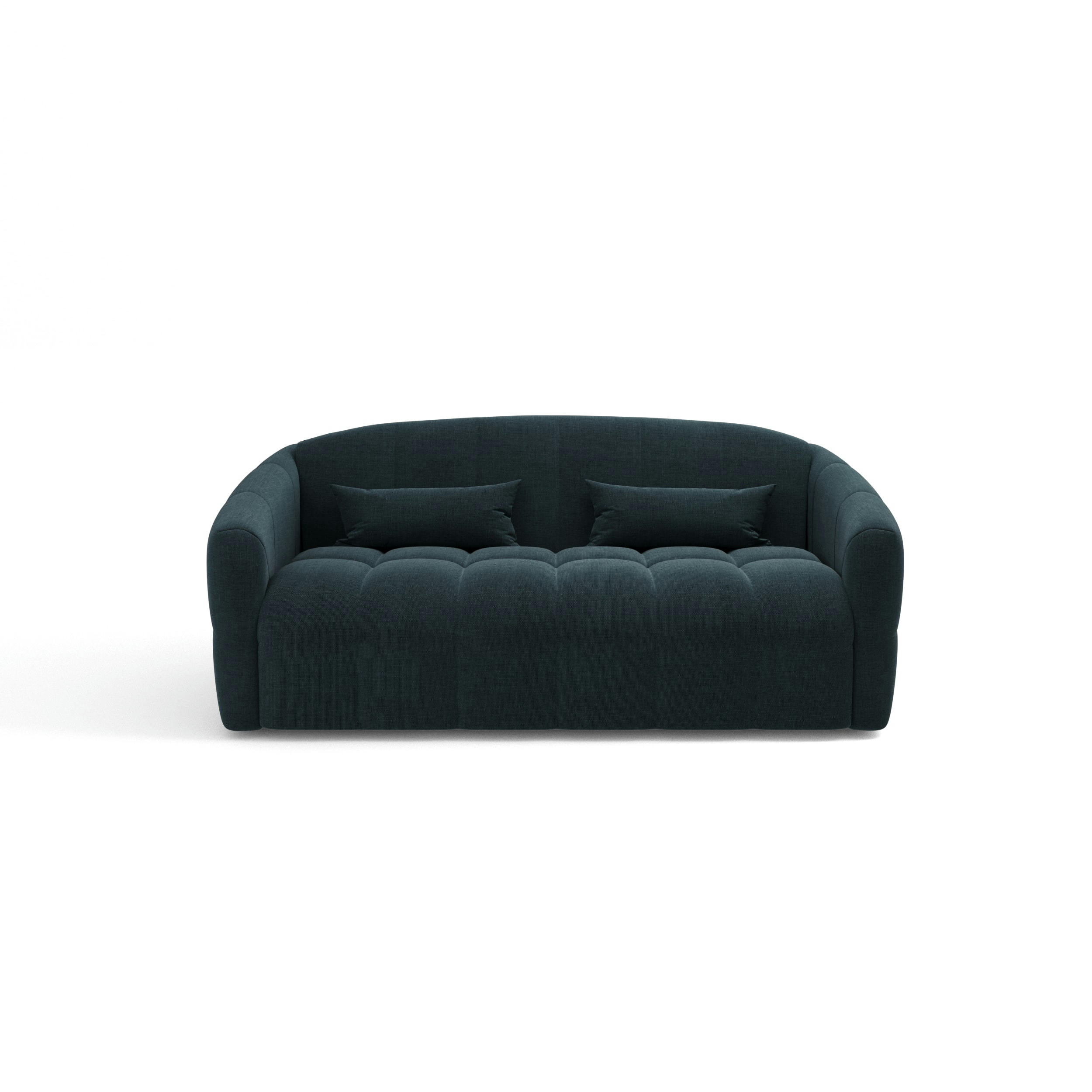 NORA - Canapé convertible express dunlopillo velours bleu paon 140cm