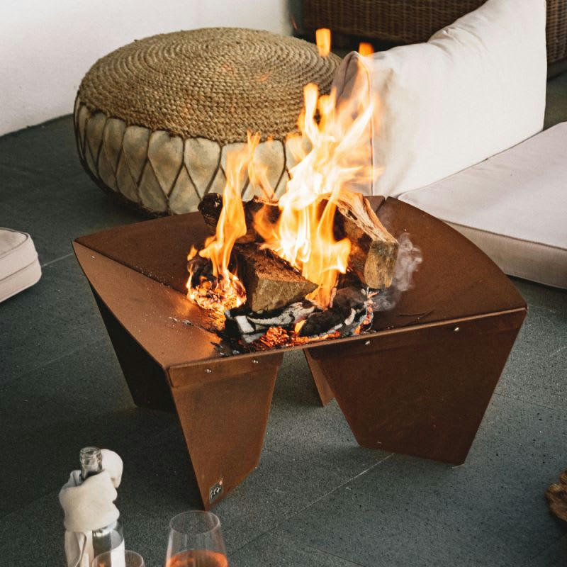 SYRTIS - Brasero en acier corten L65 x l65 x H31 cm