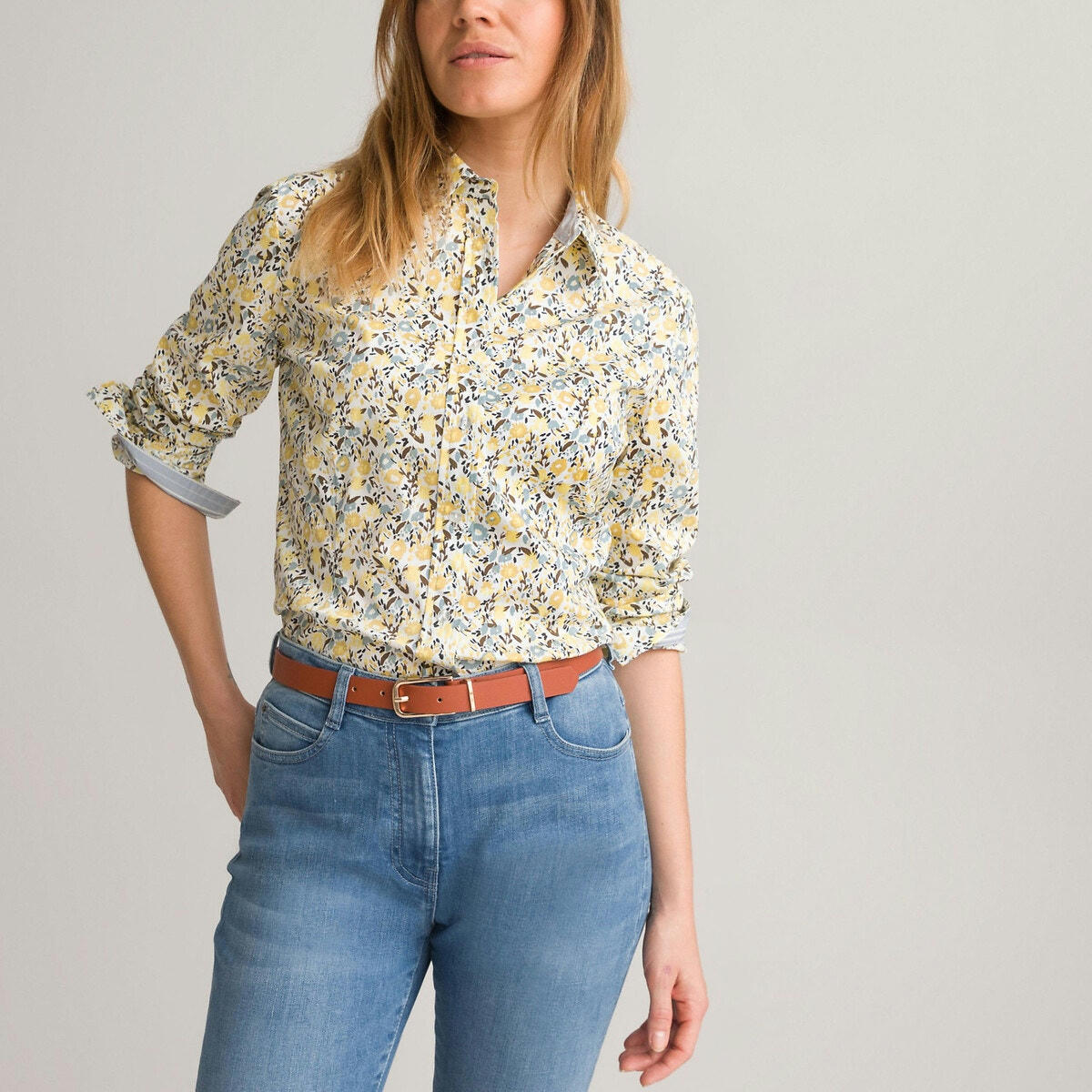 Chemise imprimé floral, manches longues