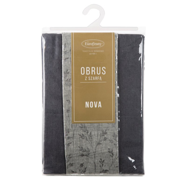 Obrus   bieżnik 140x260 33x260 Anita 6 stalowy zdobiony wzorem liści