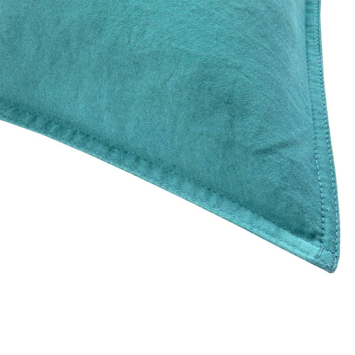 PALERME - Taie d'oreiller en satin de coton lavé bleu 65 x 65 cm