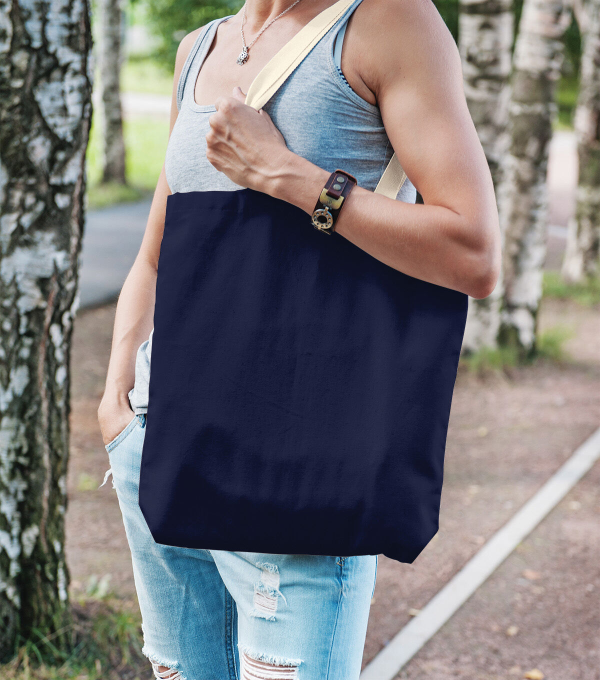 Large Canvas Tote Navy