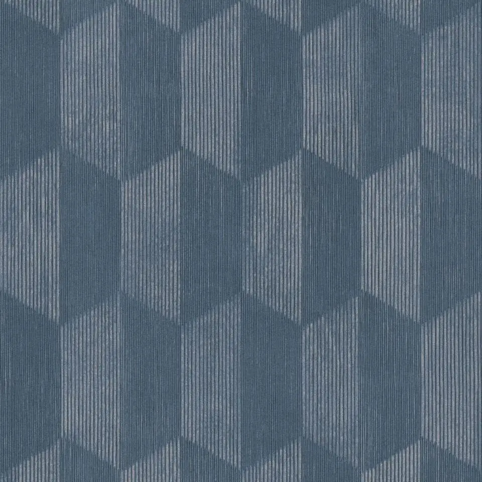 A.S. Cr&eacute;ation behang 3D-motief blauw en bronze - 53 cm x 10.05 m