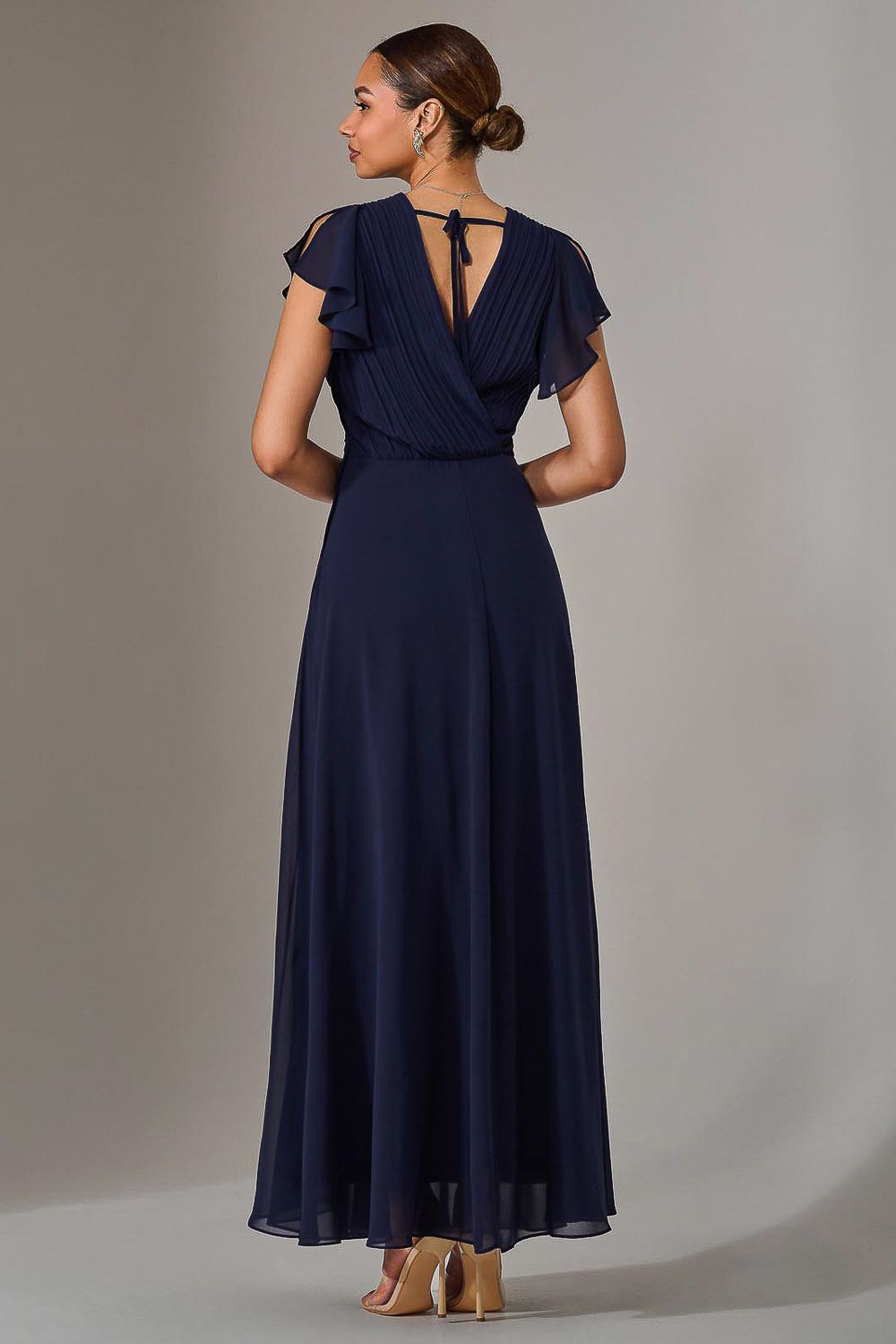 Jolie Moi Chiffon Pleated Maxi Dress