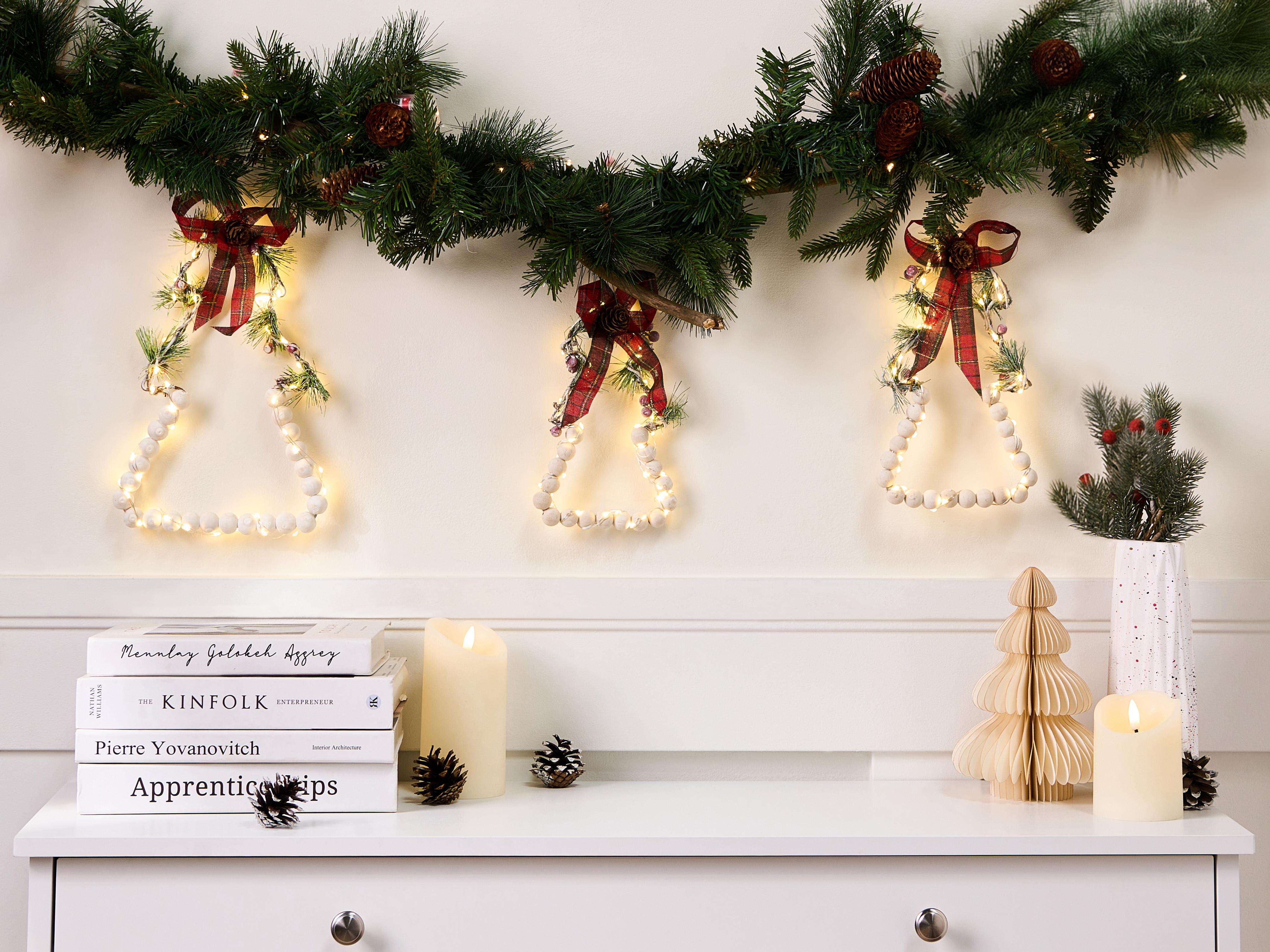 Set of 3 Christmas Decorations LED KYVESI Christmas Tree 20/25/30 cm White