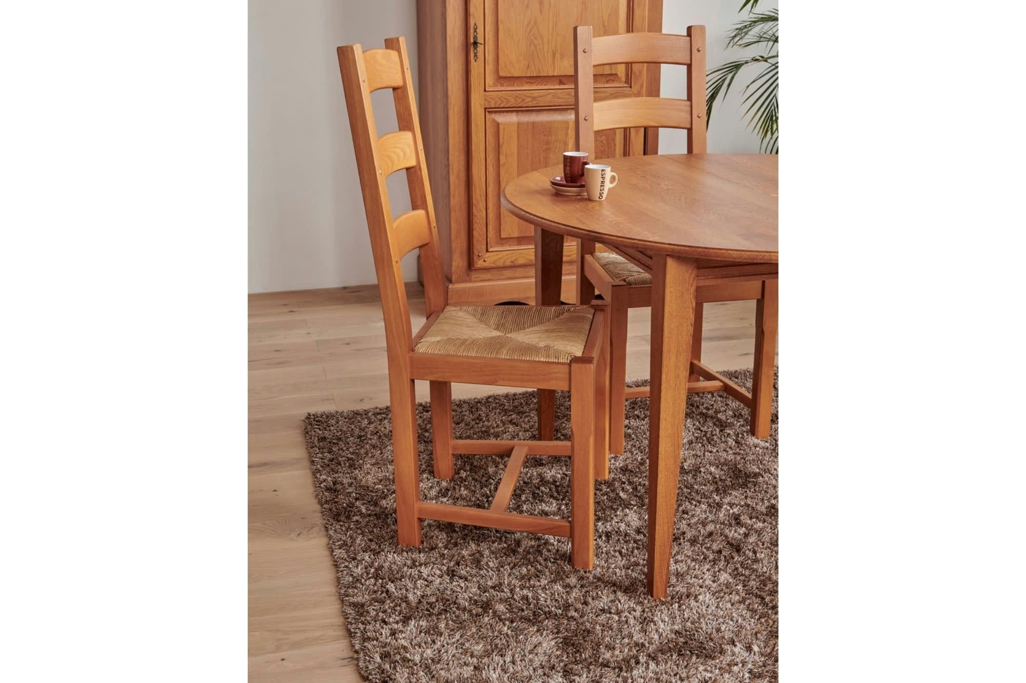 RIGA - Lot de 2 chaises en bois assise paille