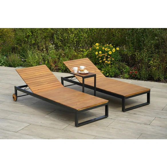 Gartenliegen-Set »Santorin«, 3-tlg., Aluminium/Akazie, natur