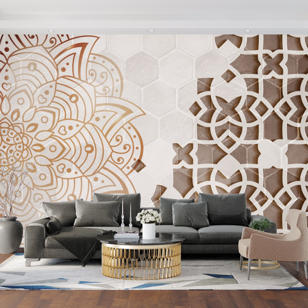 Feeby Fototapeta, Mandala Biel Geometria 150x105