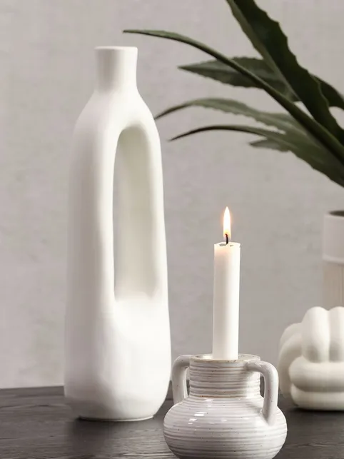 Vase INGEMAR B10xL8xH34cm hvid