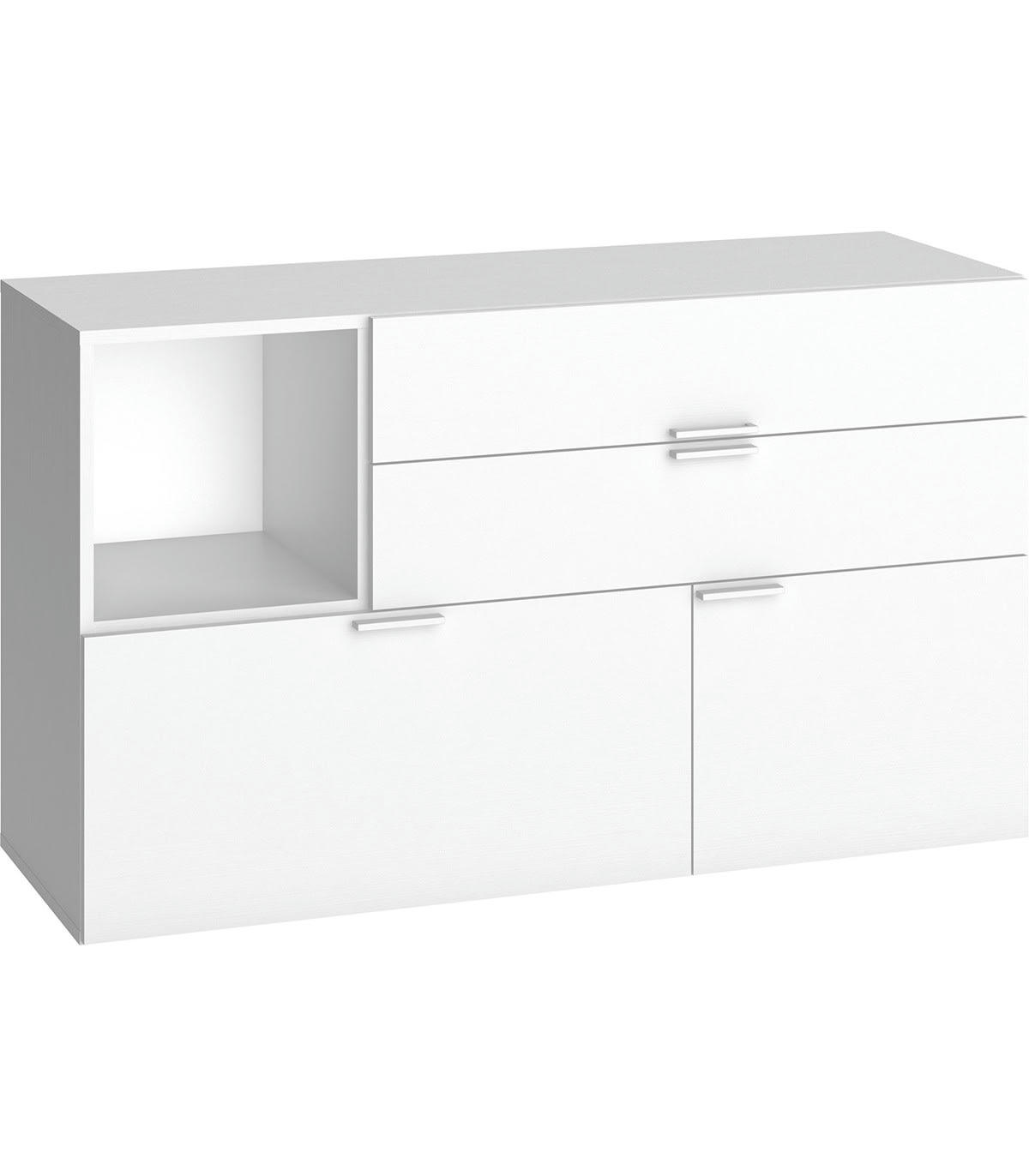 4YOU - Commode 3 tiroirs et 1 porte L120 cm - Blanc