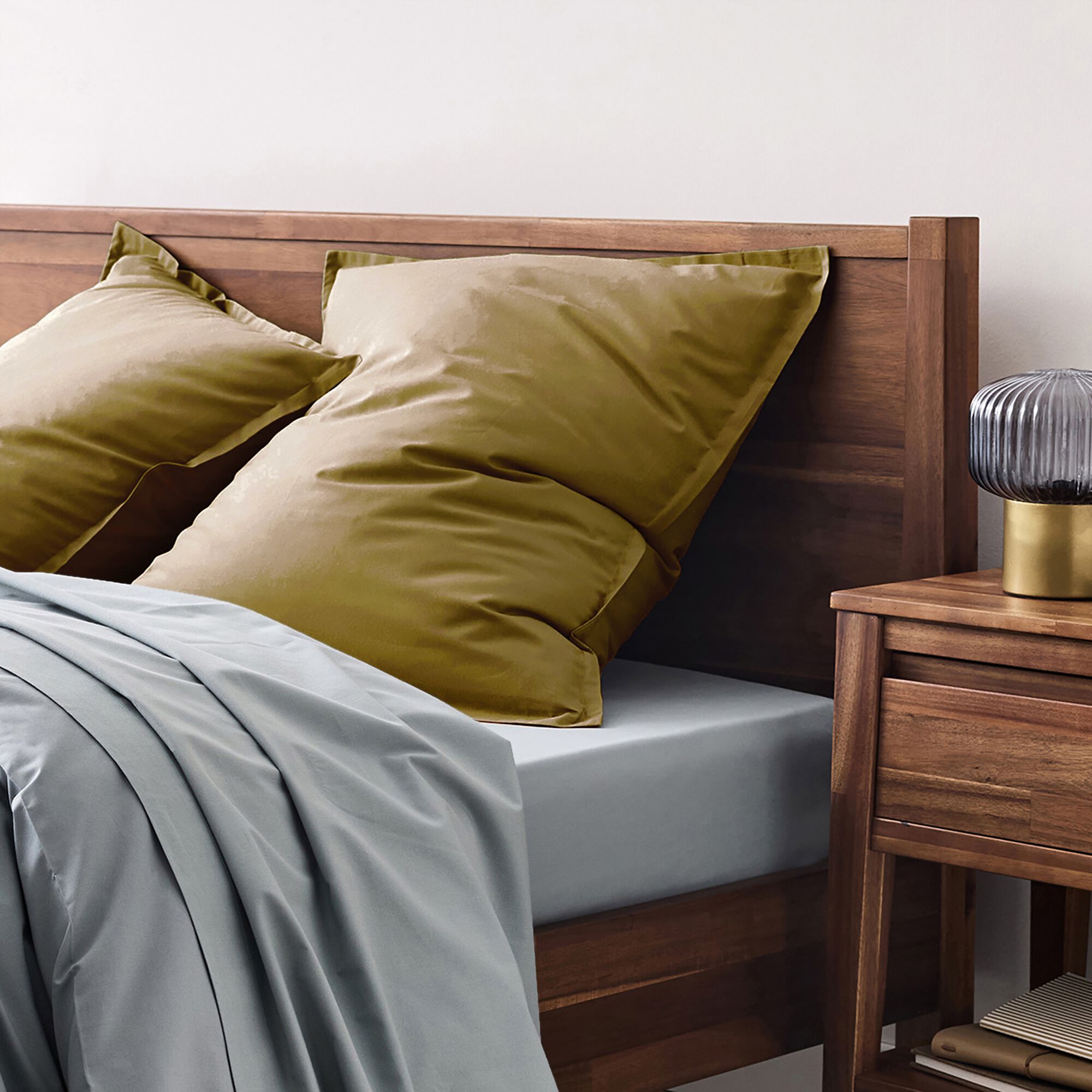 FLORE - Lot de 2 taies d'oreiller en percale de coton - jaune alep 65x65cm