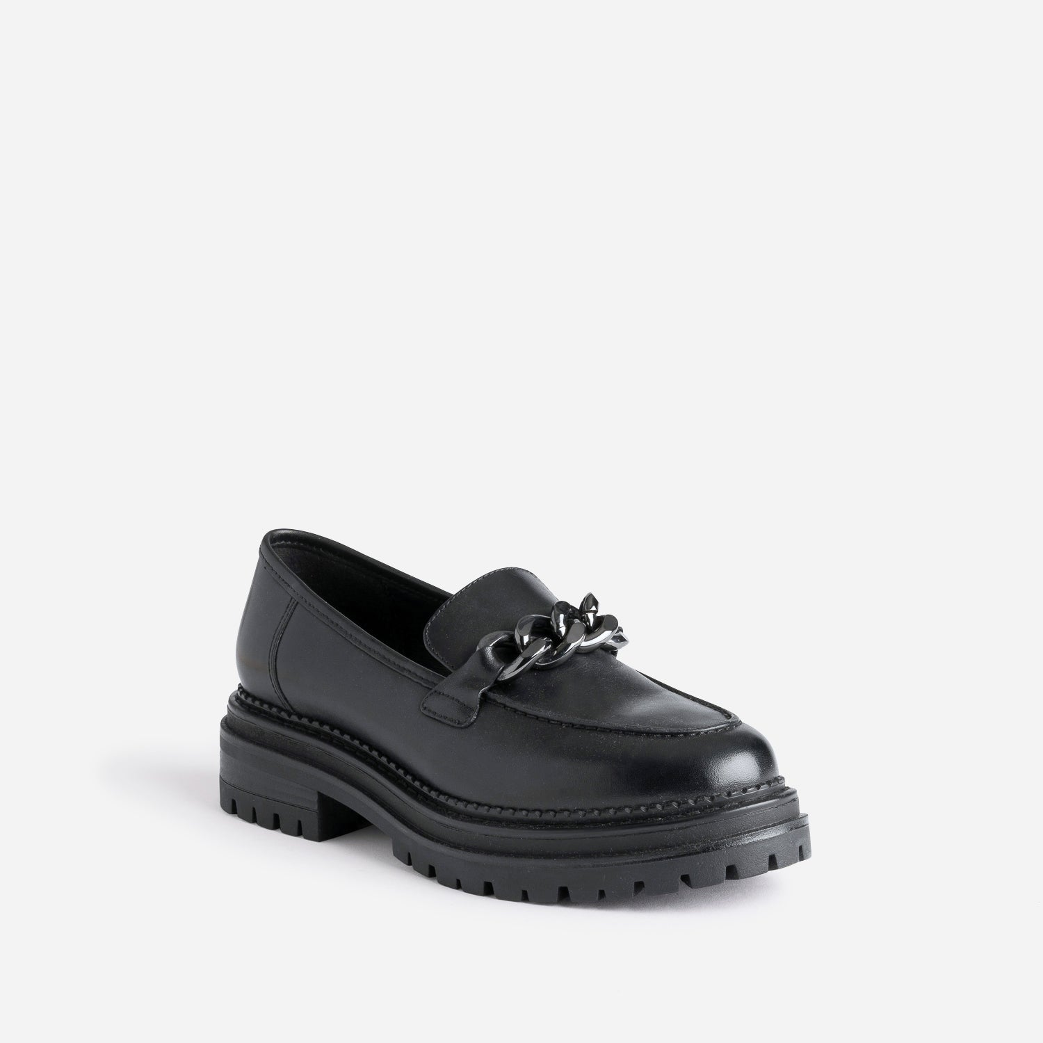 Mocassin TEXTO noir en cuir à semelle crantée