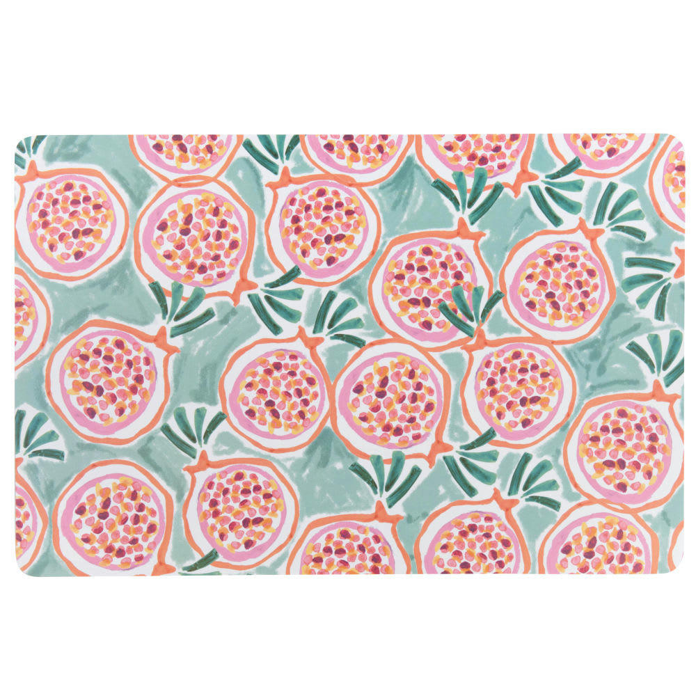 GRENADA - Set de table en polypropylène motifs grenades verts et corail