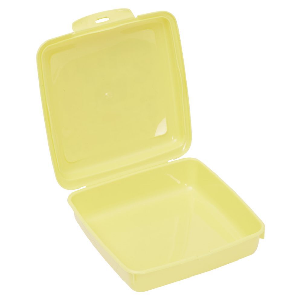 BoÎte à go&ucirc;ter carrée plastique jaune 15x14,5xH5cm