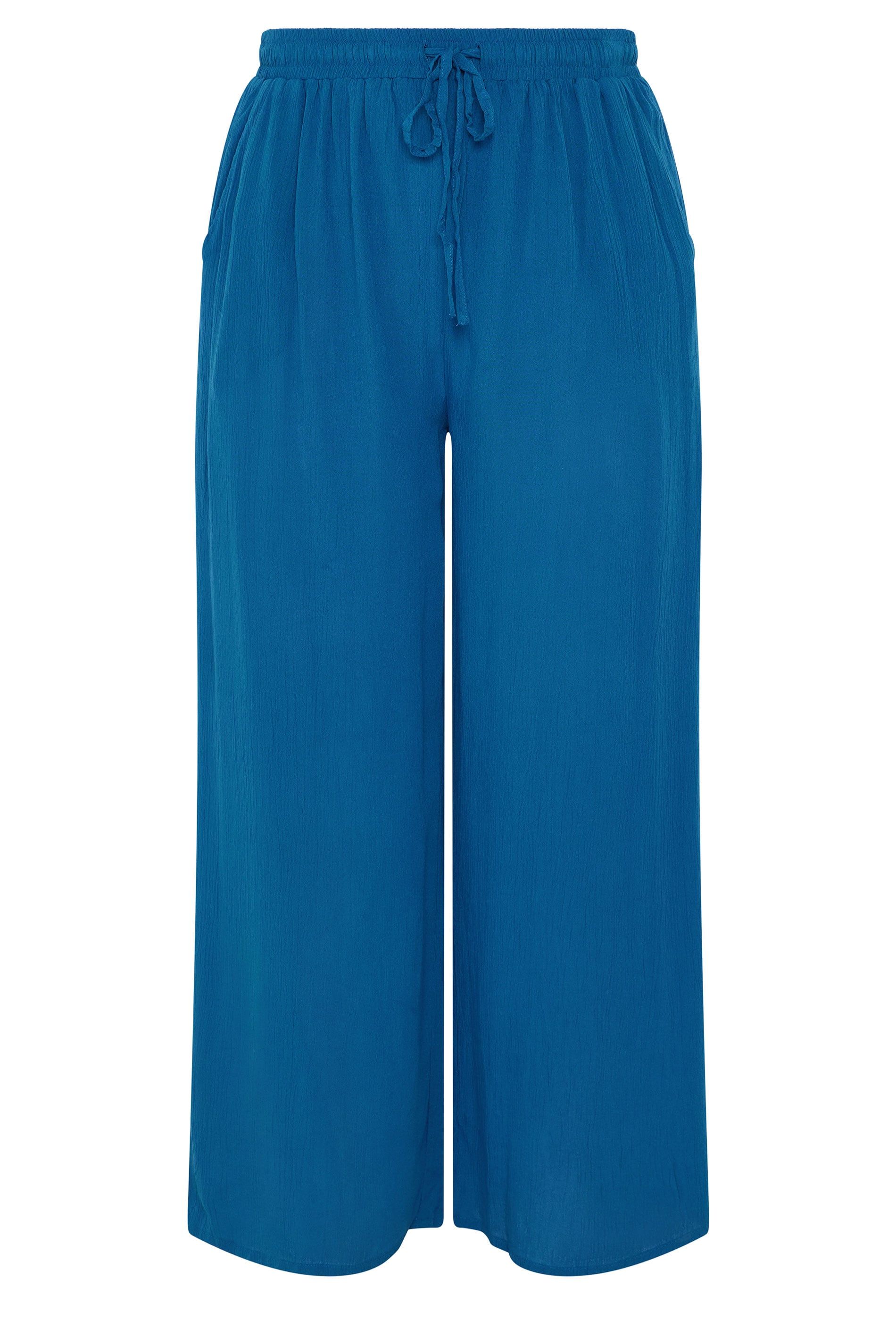Yours Crinkle Texture Wide Leg Trousers