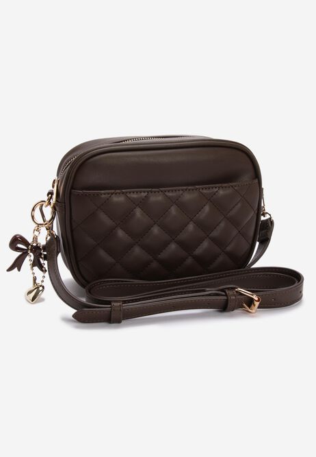 Womens Brown Quilted Camera Bag
