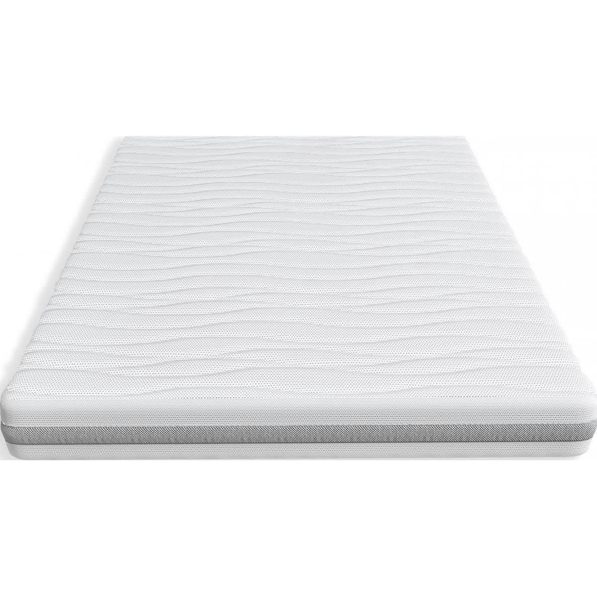 ENSEMBLE DINA - Ensemble Lit en tissu gris clair 140x190 +Matelas mousse 19cm