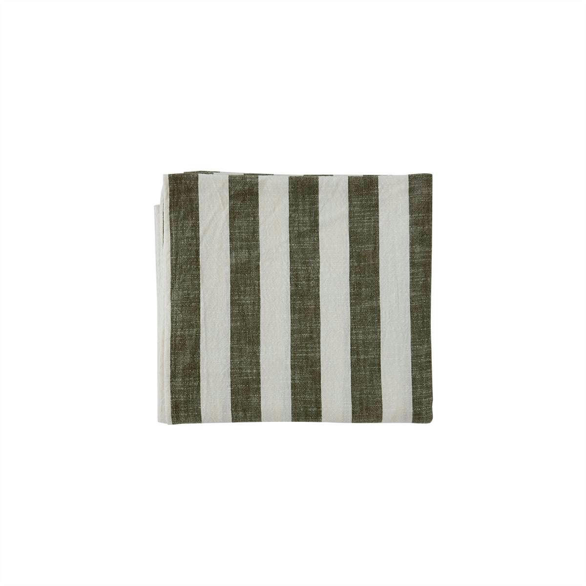STRIPED - Nappe rayée vert en coton organique H260x140cm