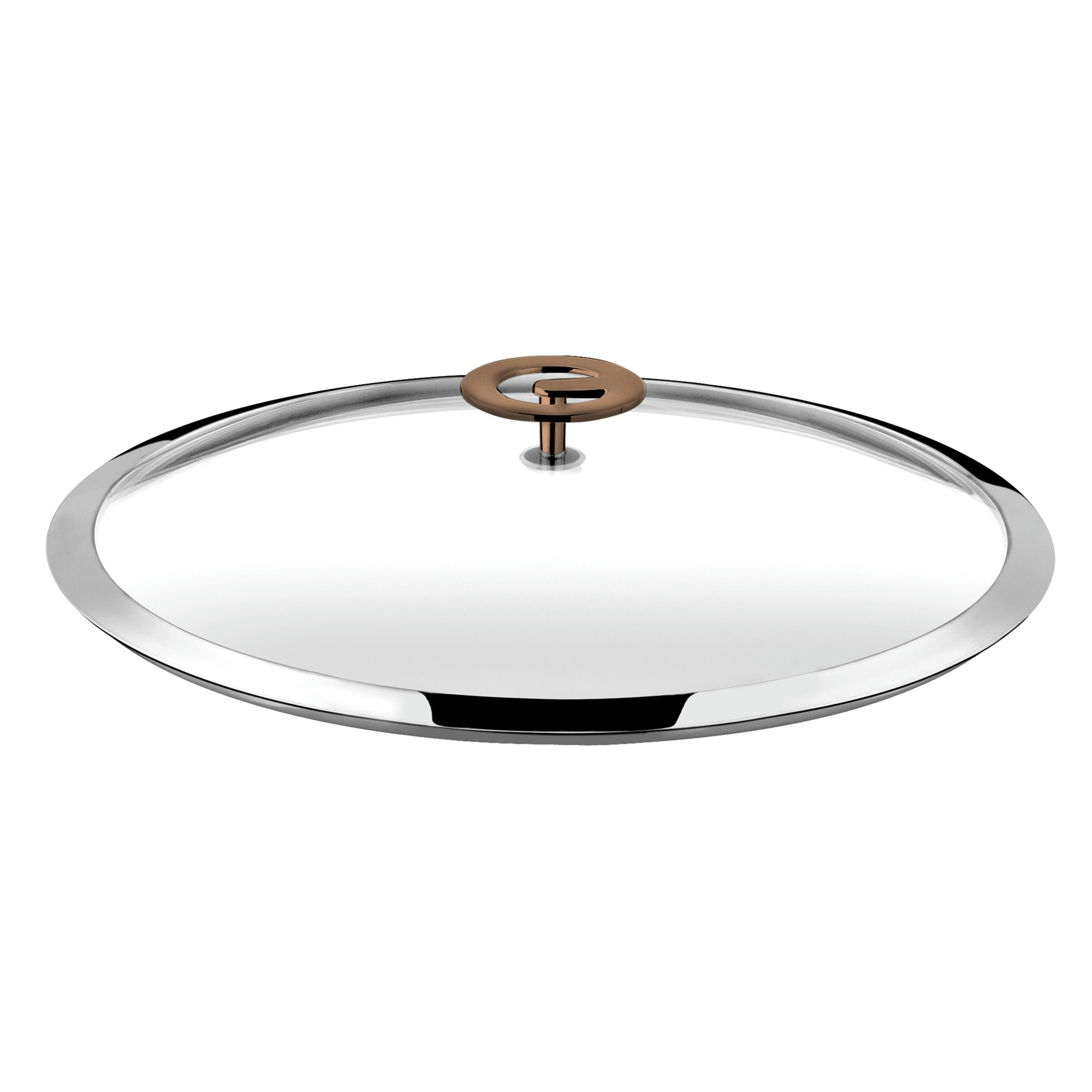 ECLIPSE - Couvercle 16cm en Verre trempé, bouton inox teinté Cuivre