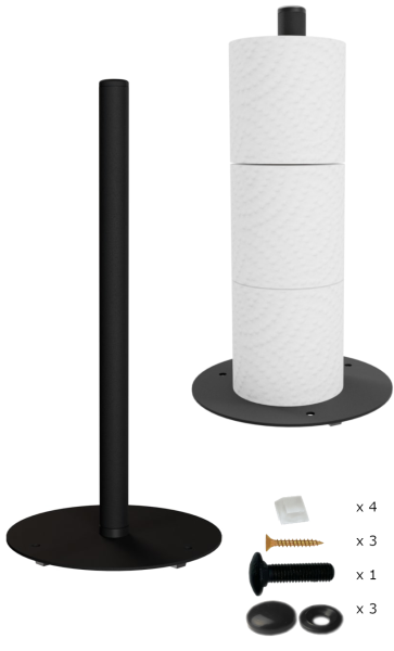 Stojak do łazienki na papier toaletowy zapas stabilny metalowy loft Czarny