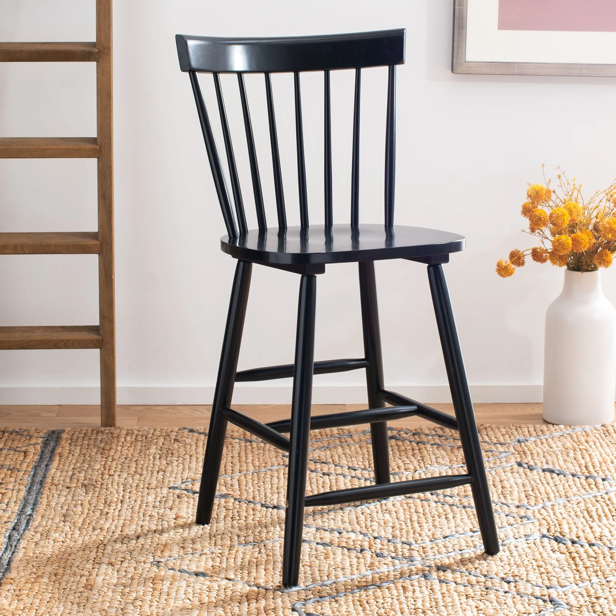 SAFAVIEH Biddie 24-inch Spindle Farmhouse Counter Stool (Set of 2) - 20 W x 21 D x 39 H - 20Wx21Dx39H