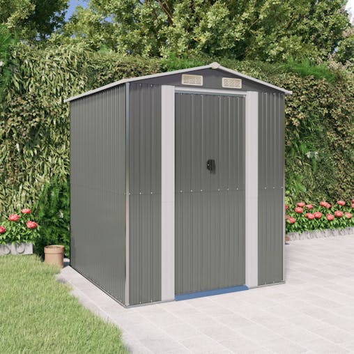 NNEVL Garden Shed Light Grey 192x191x223 cm Galvanised Steel